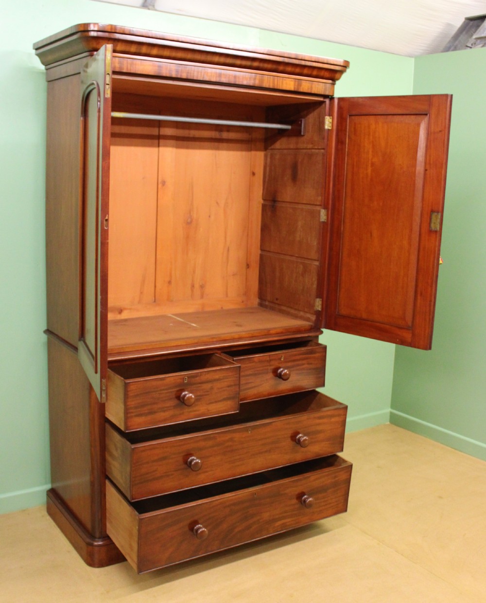 Victorian Figured Mahogany Linen Press View IX