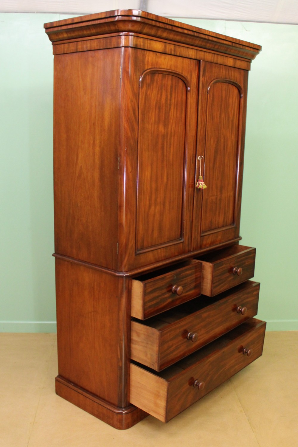 Victorian Figured Mahogany Linen Press View X