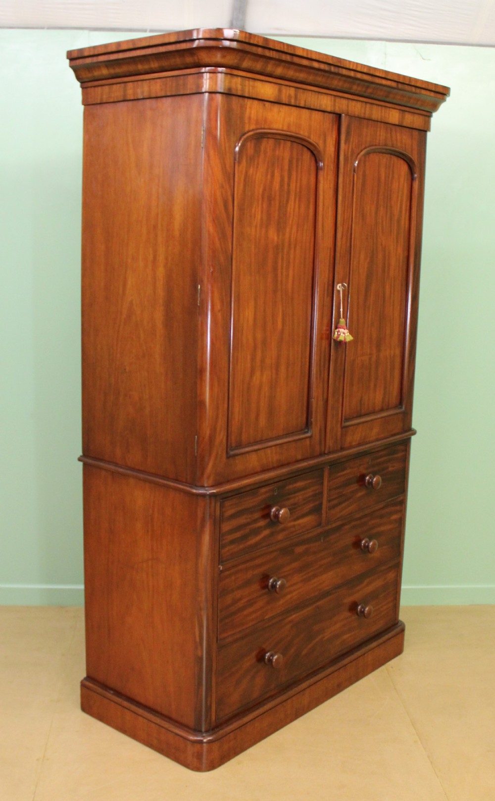 Victorian Figured Mahogany Linen Press View XI