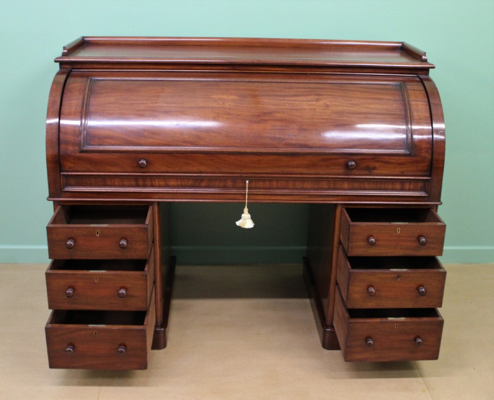 Large Victorian Mahogany Cylinder Desk View II