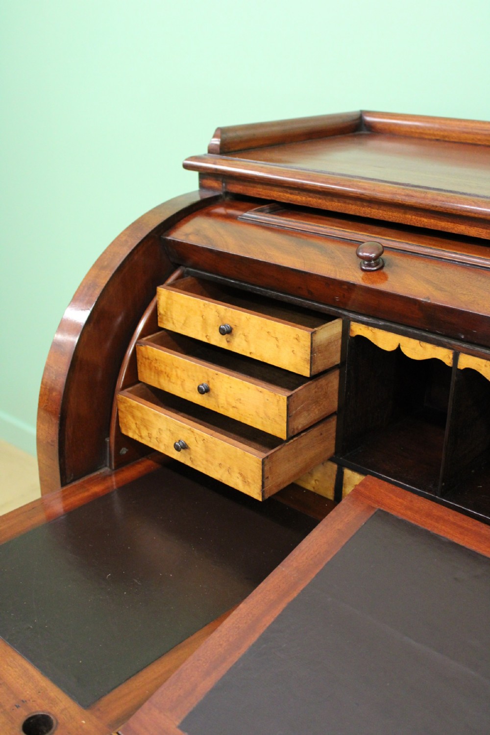 Large Victorian Mahogany Cylinder Desk View III