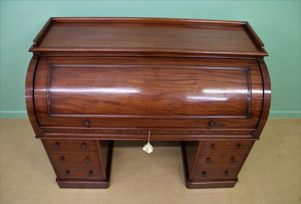 Large Victorian Mahogany Cylinder Desk View VII