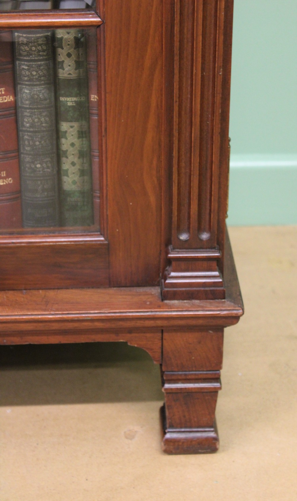 Long Victorian Carved Walnut Bookcase by Maple and Co.  View XV