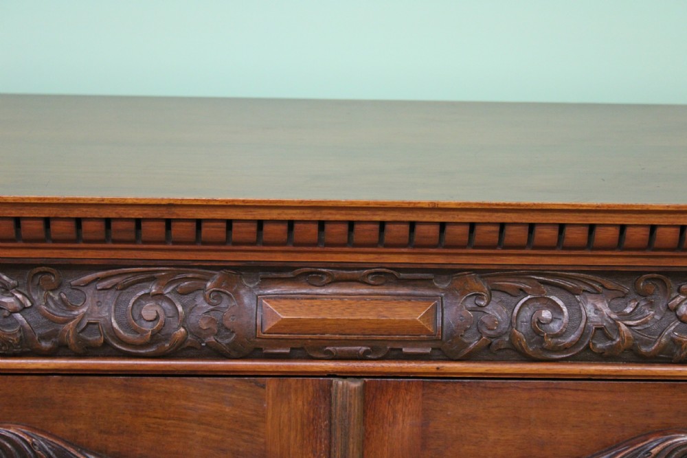 Long Victorian Carved Walnut Bookcase by Maple and Co.  View XVI