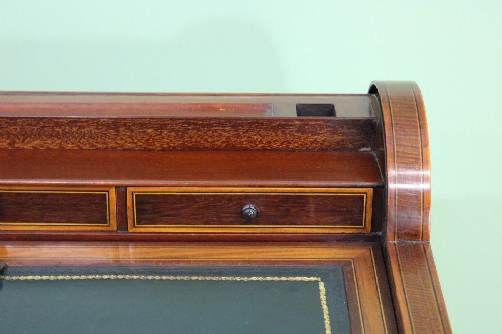 Inlaid Mahogany Tambour Bureau by Druce and Co. View XXIII