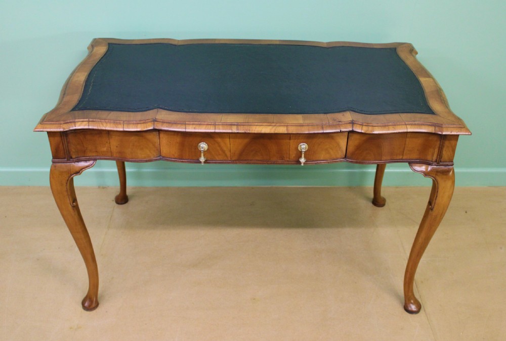 Serpentine Shaped Burr Walnut Writing Table View VI