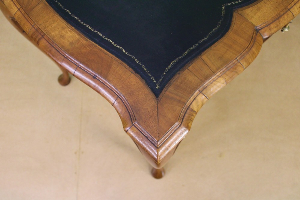 Serpentine Shaped Burr Walnut Writing Table View XI
