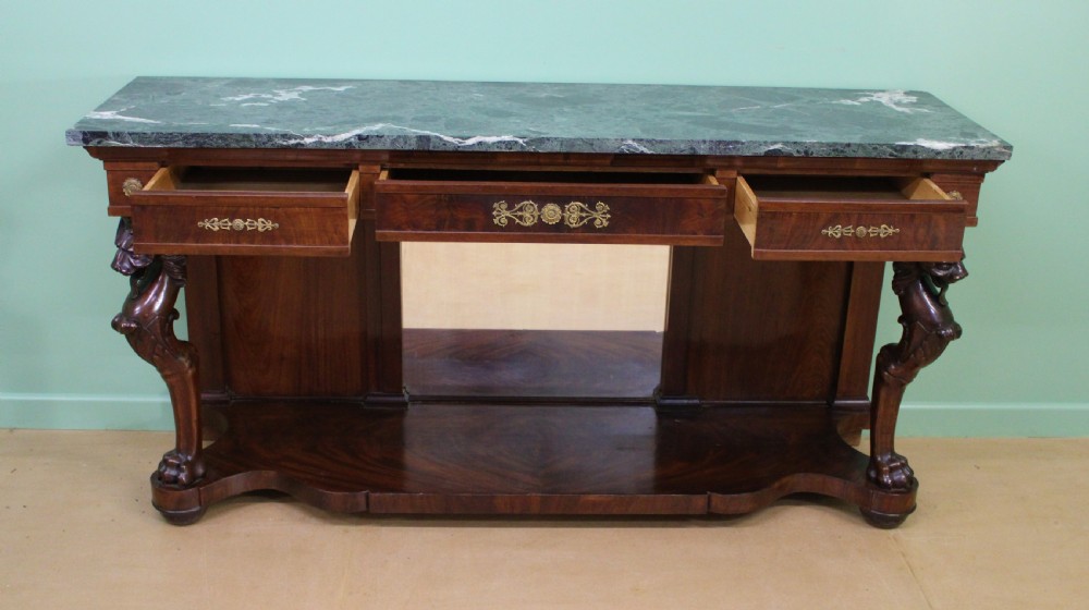 Large French Empire Marble Topped Mahogany Console Table View III