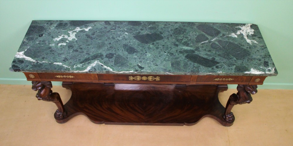Large French Empire Marble Topped Mahogany Console Table View IV