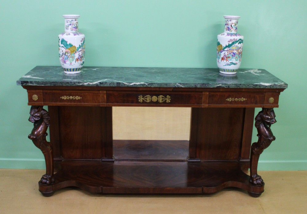 Large French Empire Marble Topped Mahogany Console Table View VI
