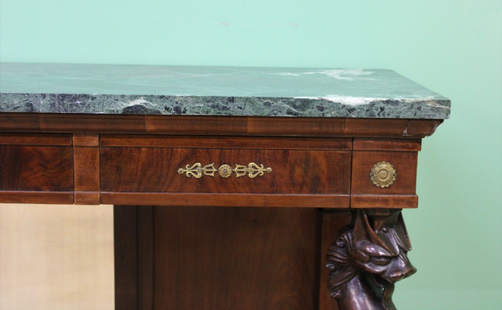 Large French Empire Marble Topped Mahogany Console Table View VIII