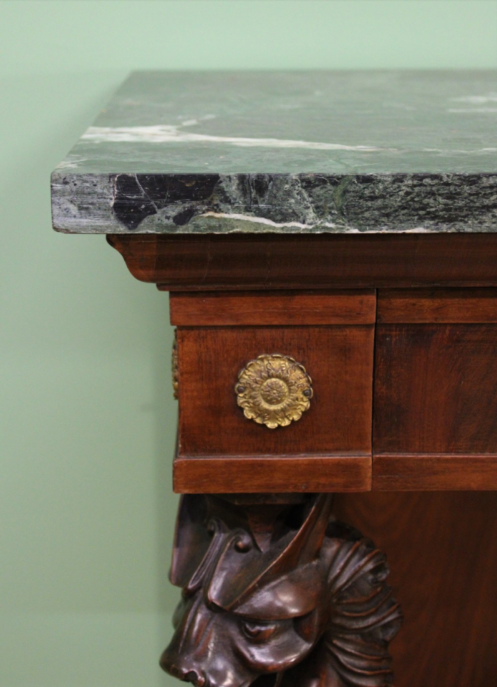 Large French Empire Marble Topped Mahogany Console Table View X