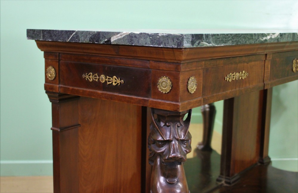 Large French Empire Marble Topped Mahogany Console Table View XIV