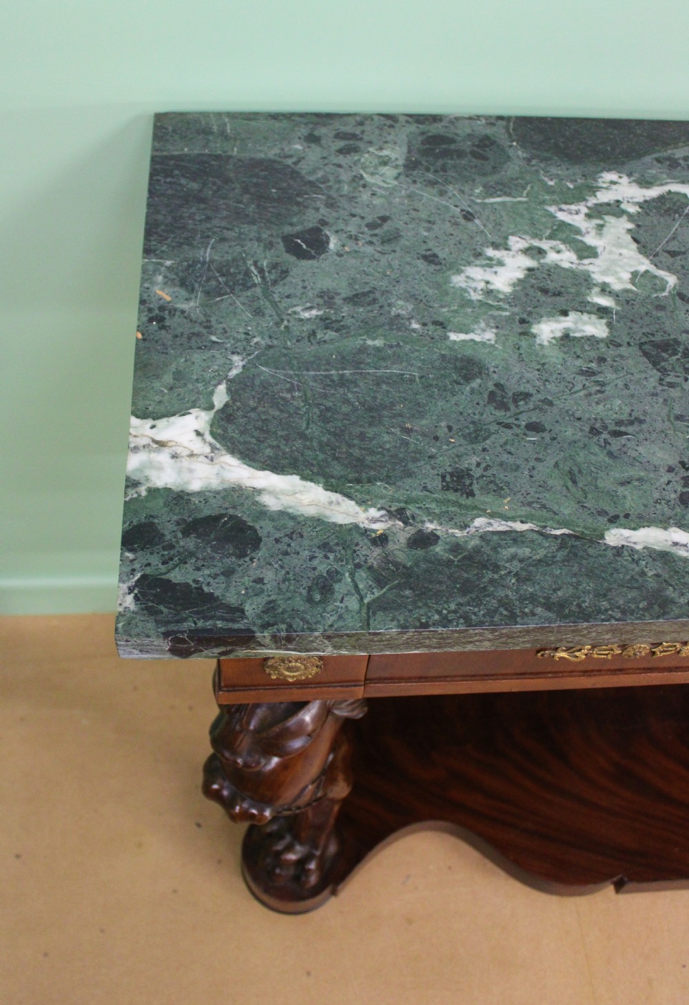 Large French Empire Marble Topped Mahogany Console Table View XVII