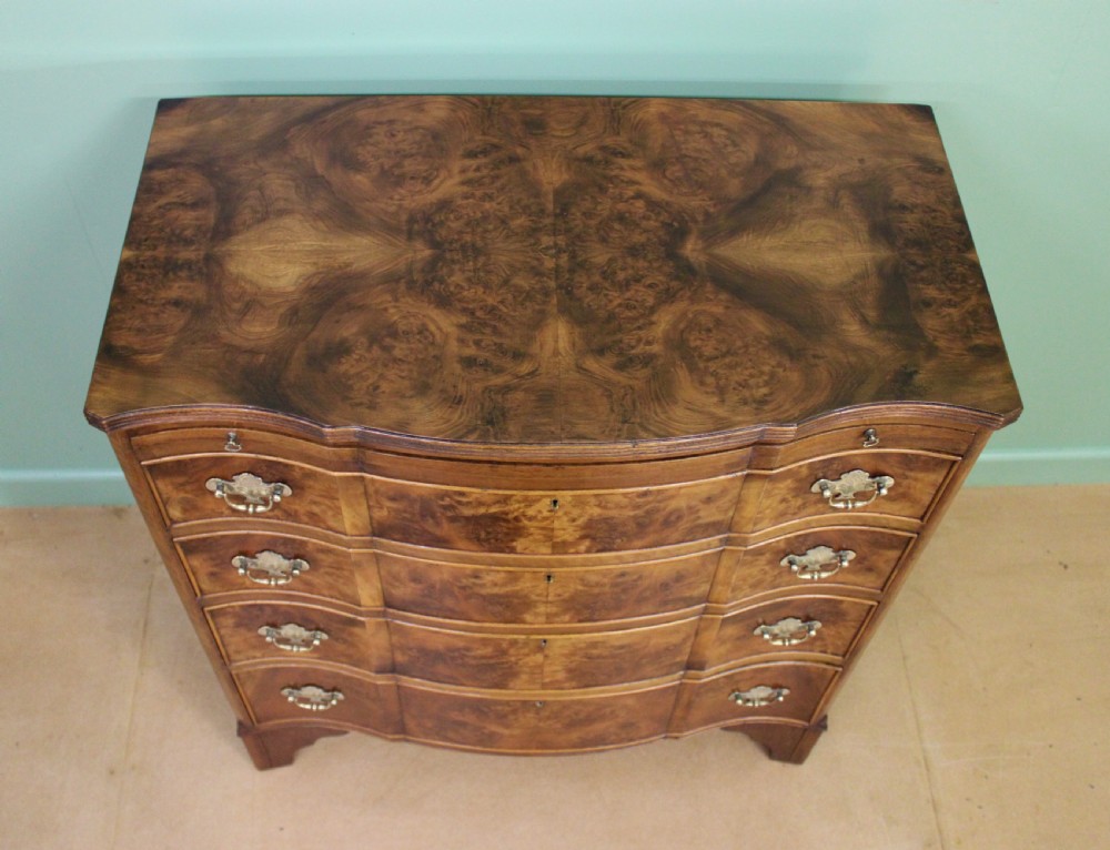 Burr Walnut Serpentine Chest of Drawers View III