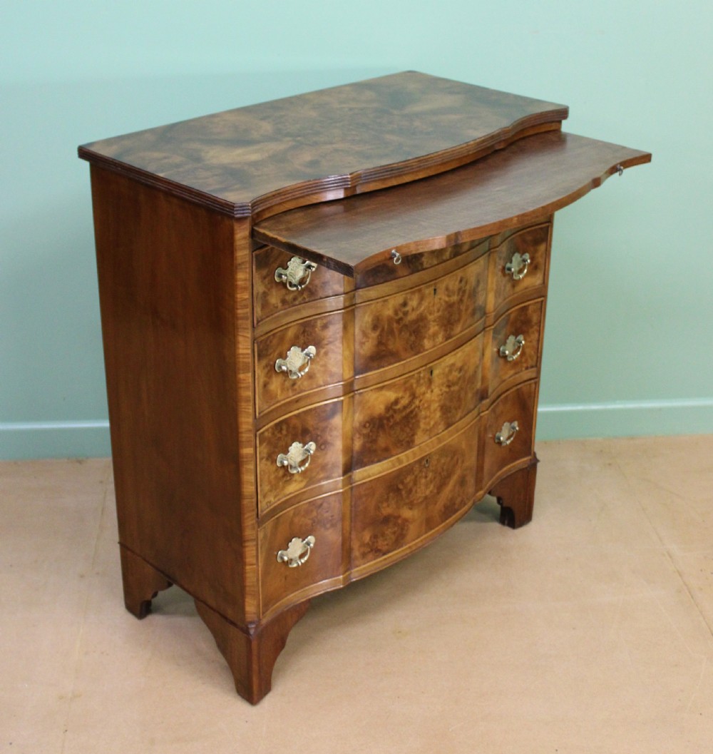 Burr Walnut Serpentine Chest of Drawers View IV
