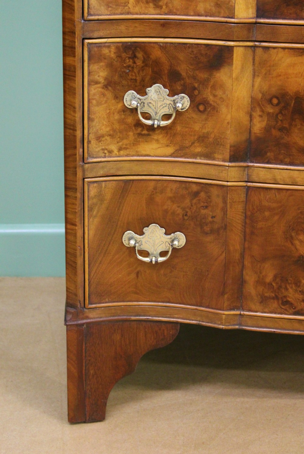 Burr Walnut Serpentine Chest of Drawers View VIII