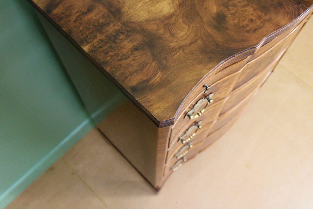Burr Walnut Serpentine Chest of Drawers View IX