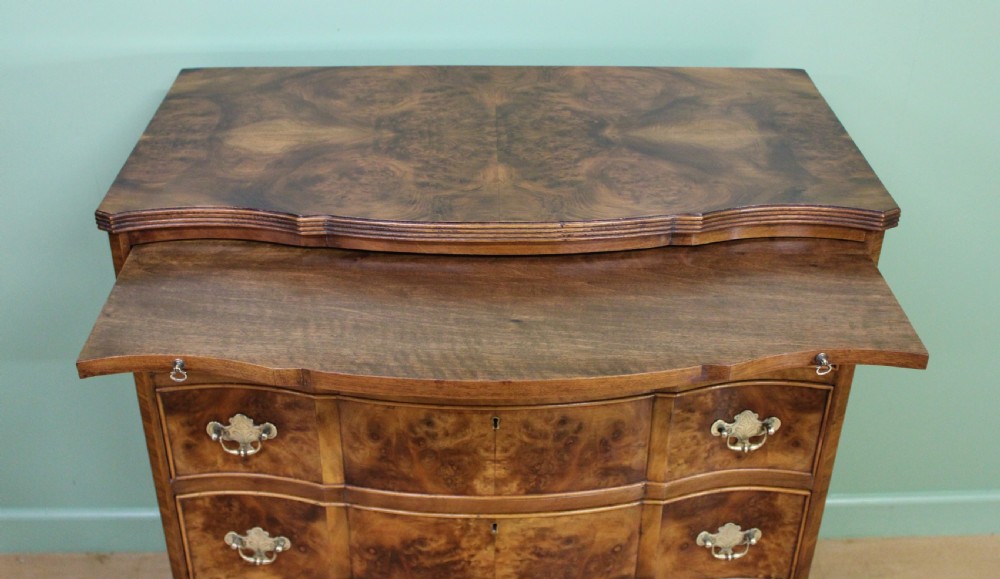 Burr Walnut Serpentine Chest of Drawers View XI