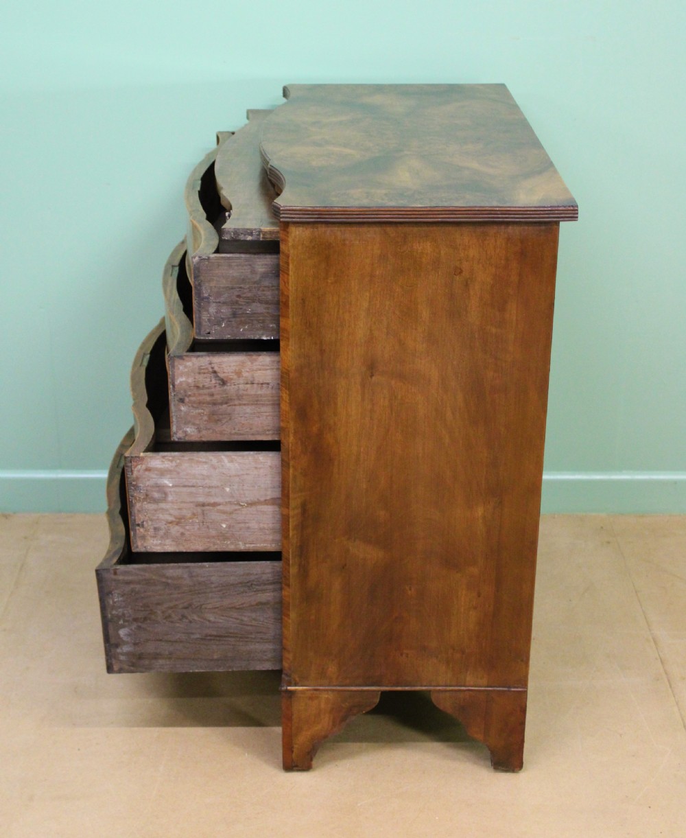 Burr Walnut Serpentine Chest of Drawers View XII
