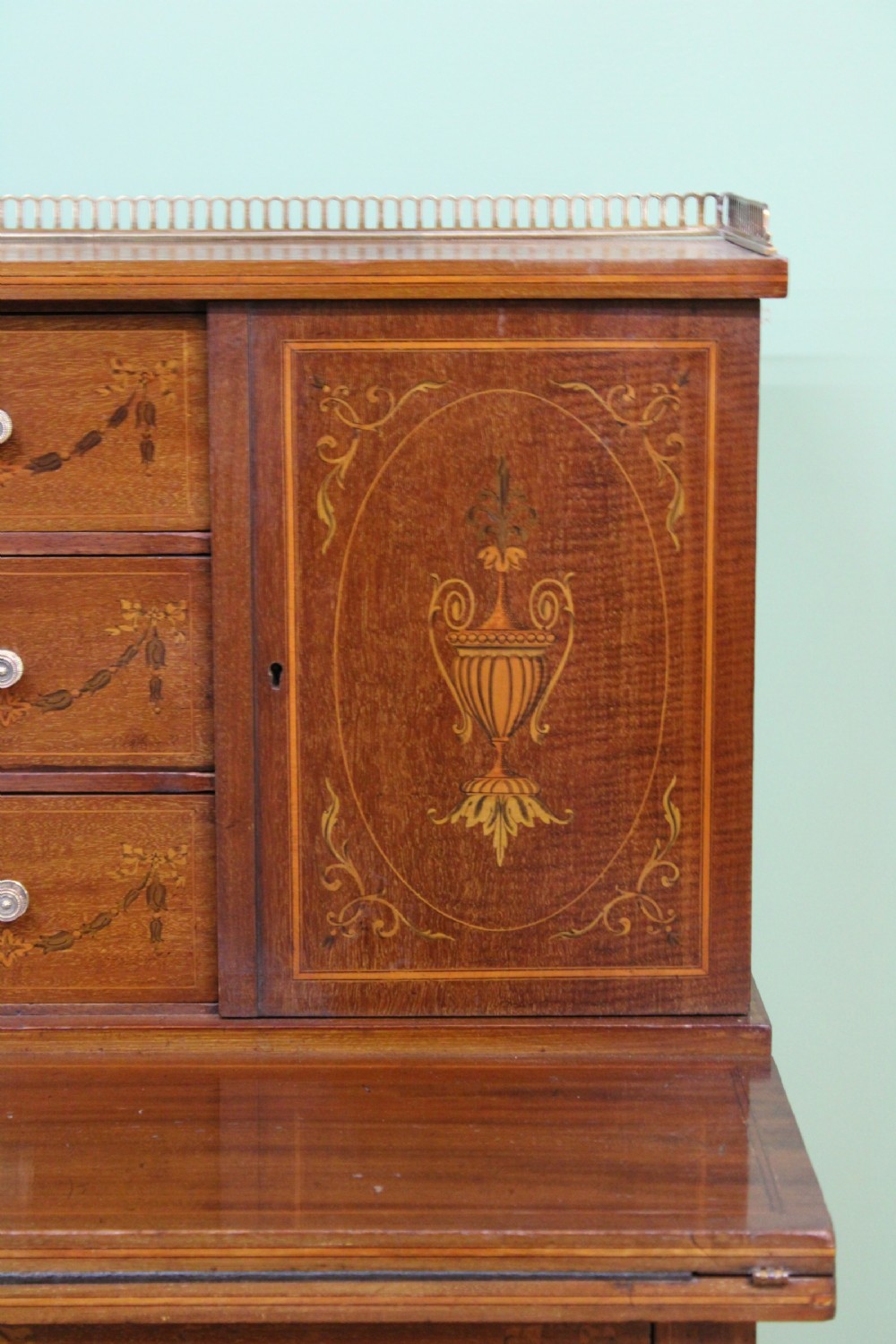 Inlaid Mahogany Bonheur Du Jour by Jas Shoolbred & co View VI