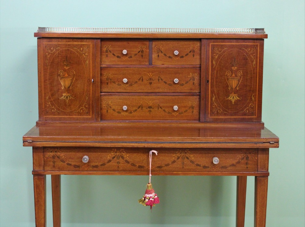 Inlaid Mahogany Bonheur Du Jour by Jas Shoolbred & co View VIII