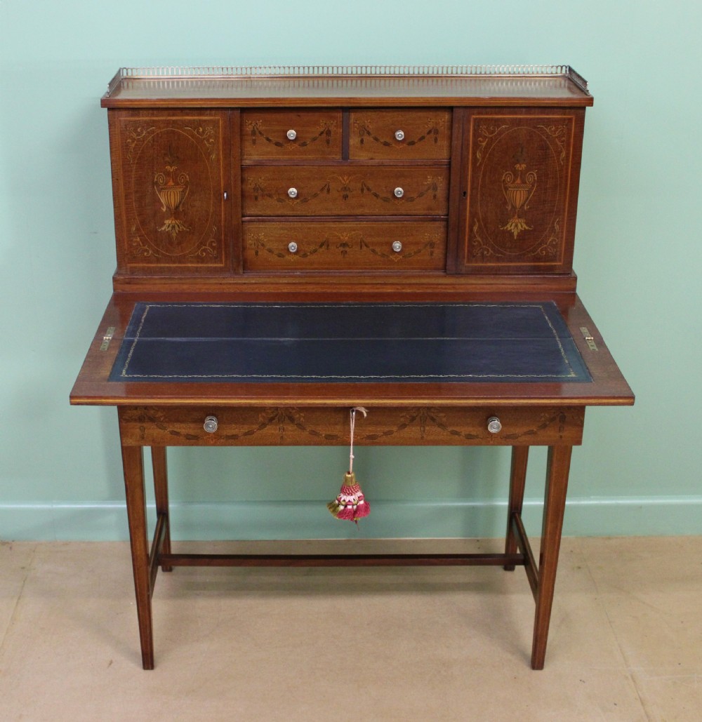 Inlaid Mahogany Bonheur Du Jour by Jas Shoolbred & co View XII