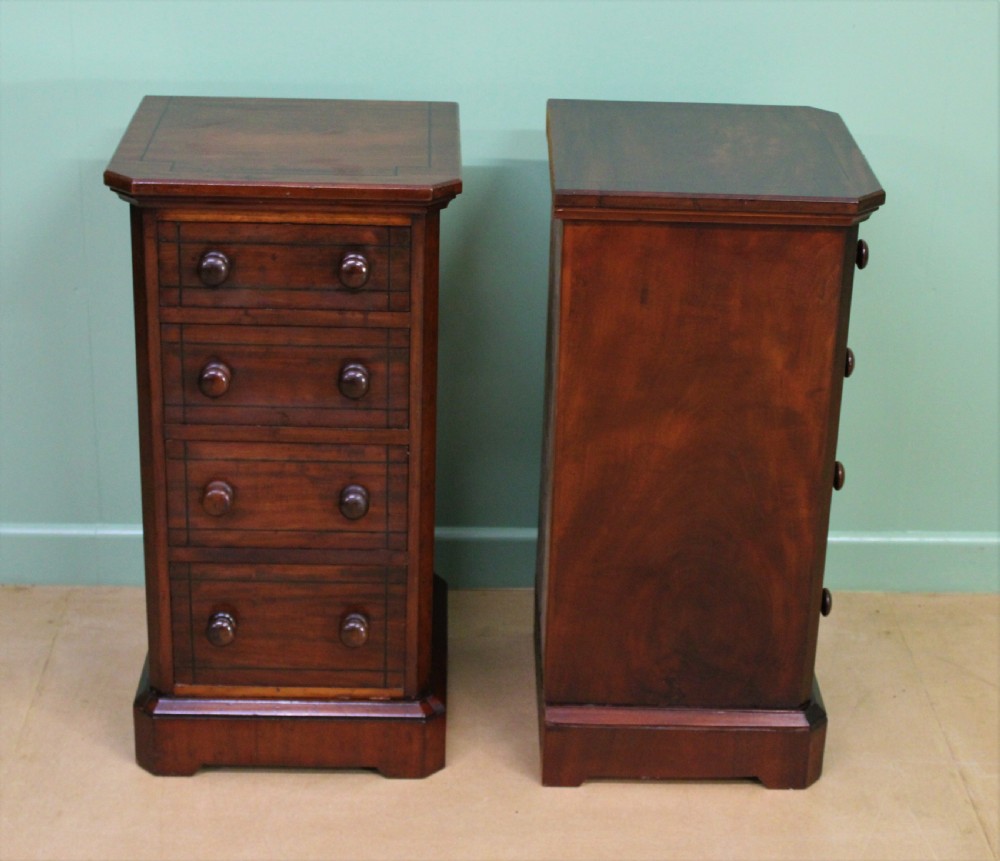 Pair of Victorian Inlaid Mahogany Bedside Chests View II