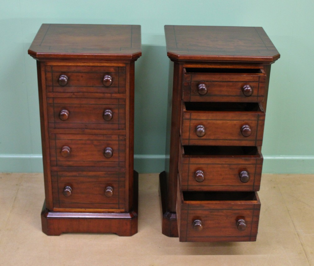 Pair of Victorian Inlaid Mahogany Bedside Chests View III