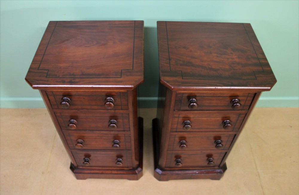 Pair of Victorian Inlaid Mahogany Bedside Chests View IV