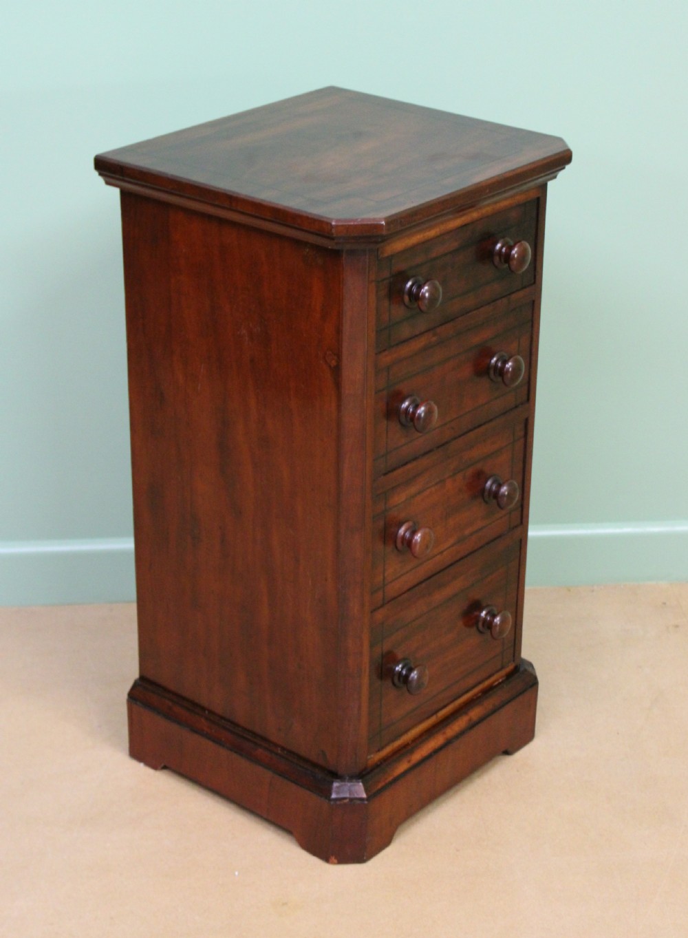 Pair of Victorian Inlaid Mahogany Bedside Chests View X