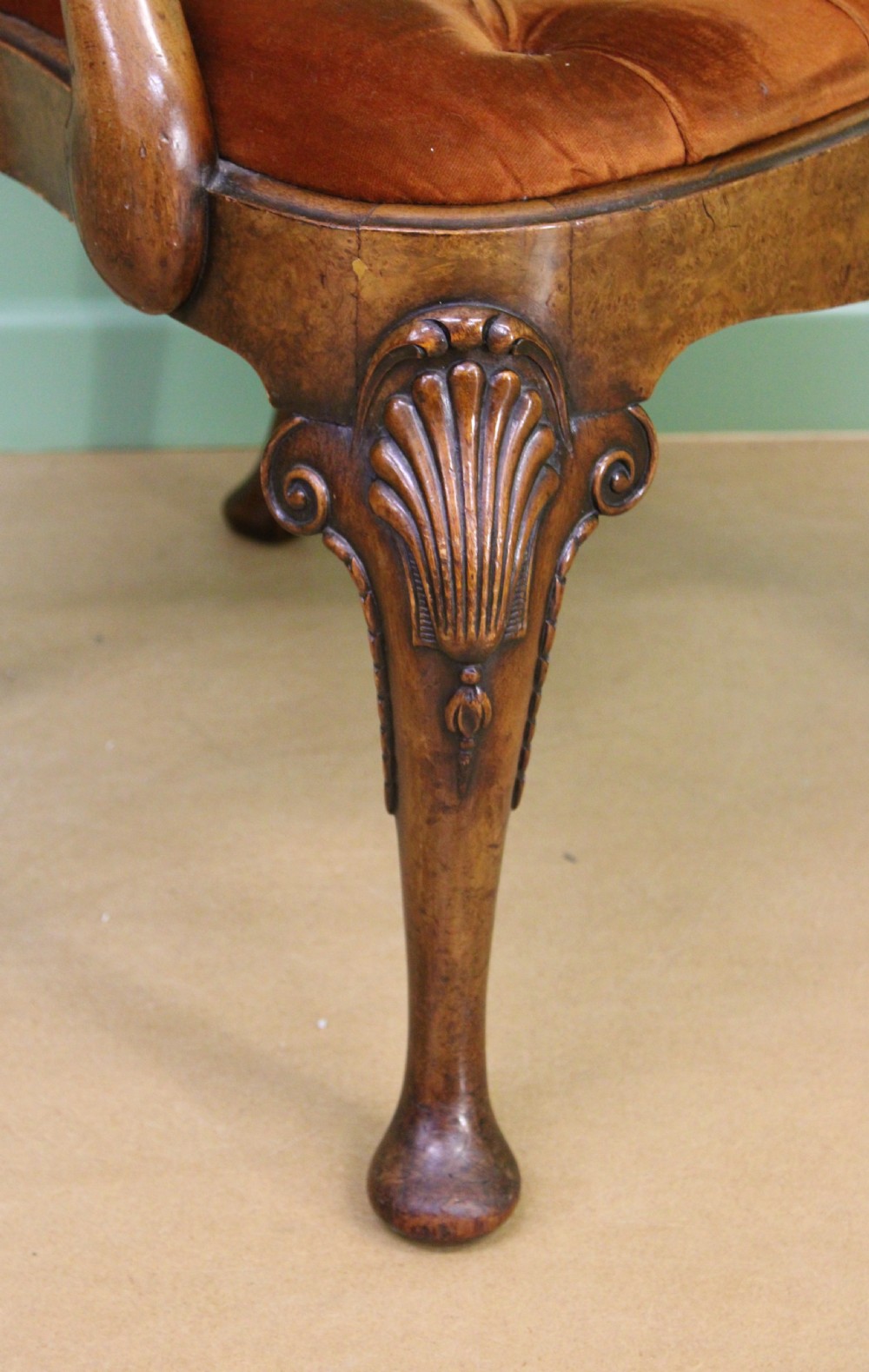 George I Style Burr Walnut Desk Armchair View III