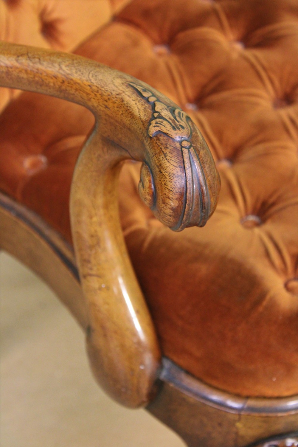 George I Style Burr Walnut Desk Armchair View IV