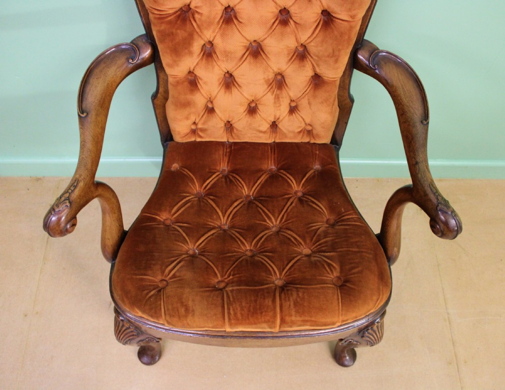 George I Style Burr Walnut Desk Armchair View VIII