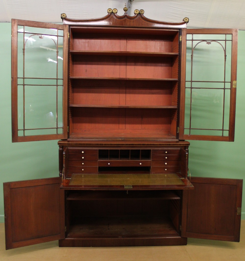 George IV Inlaid Mahogany Secretaire Bookcase View II