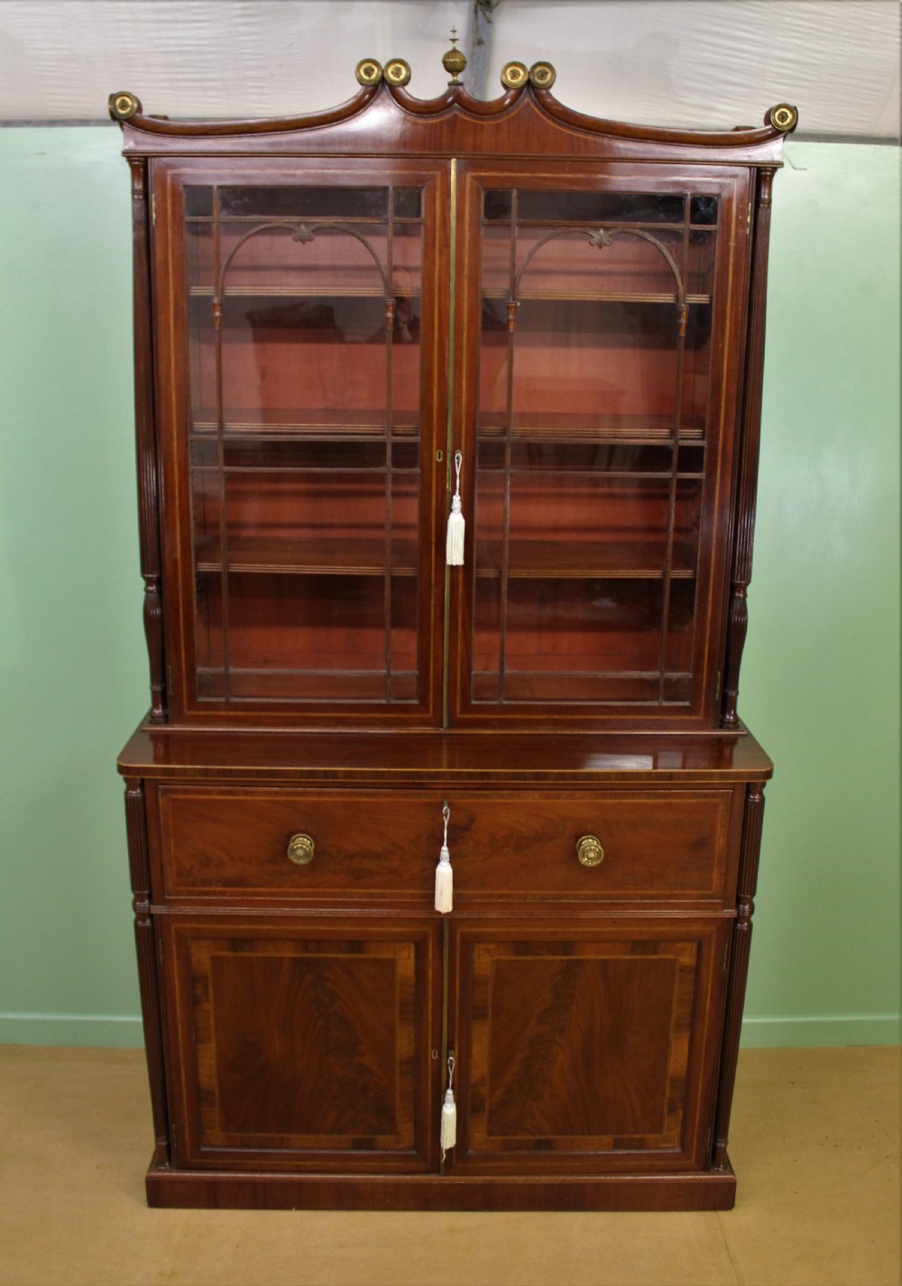George IV Inlaid Mahogany Secretaire Bookcase View VI