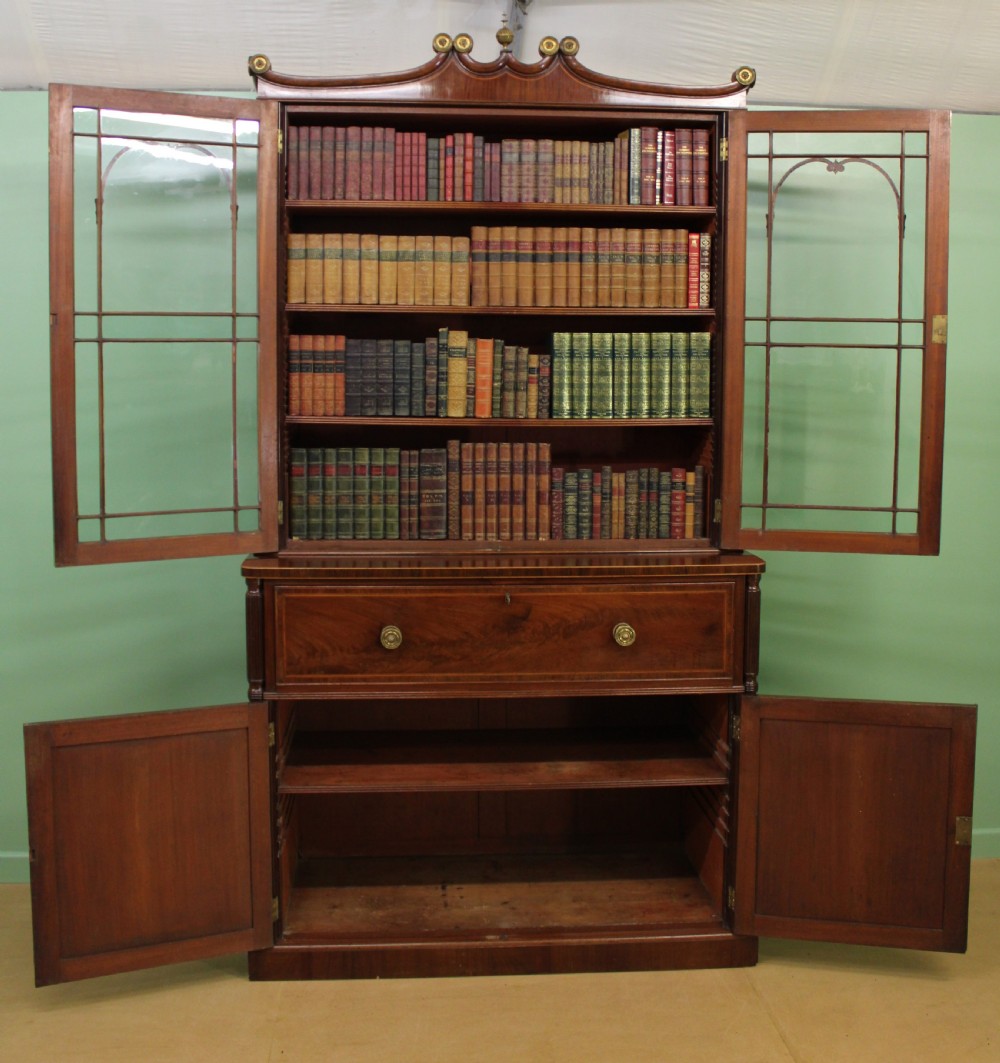 George IV Inlaid Mahogany Secretaire Bookcase View IX