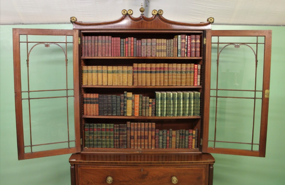 George IV Inlaid Mahogany Secretaire Bookcase View X