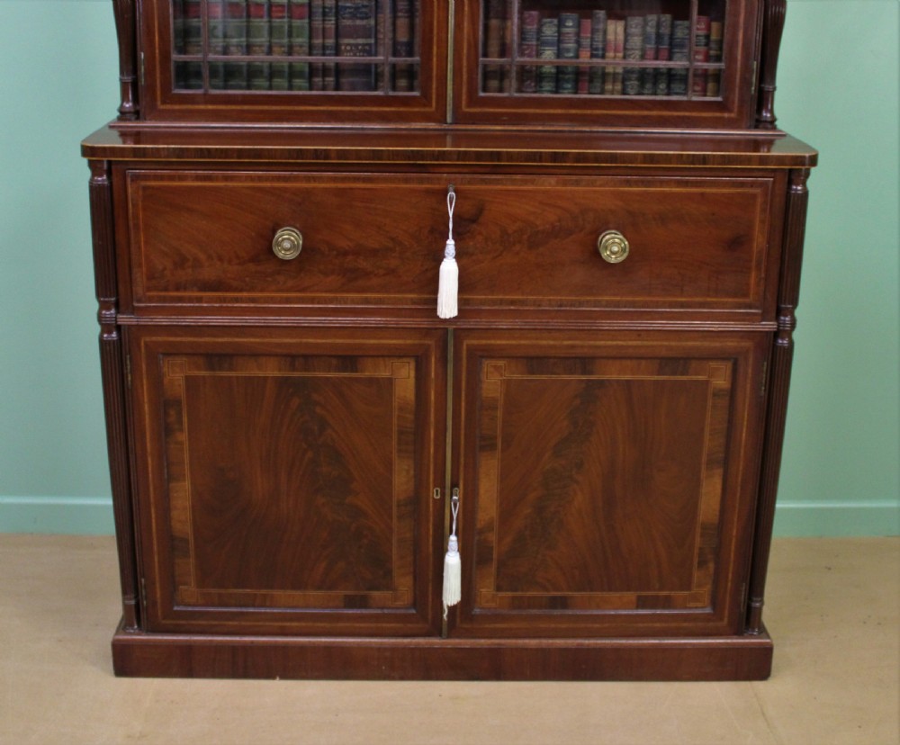 George IV Inlaid Mahogany Secretaire Bookcase View XII
