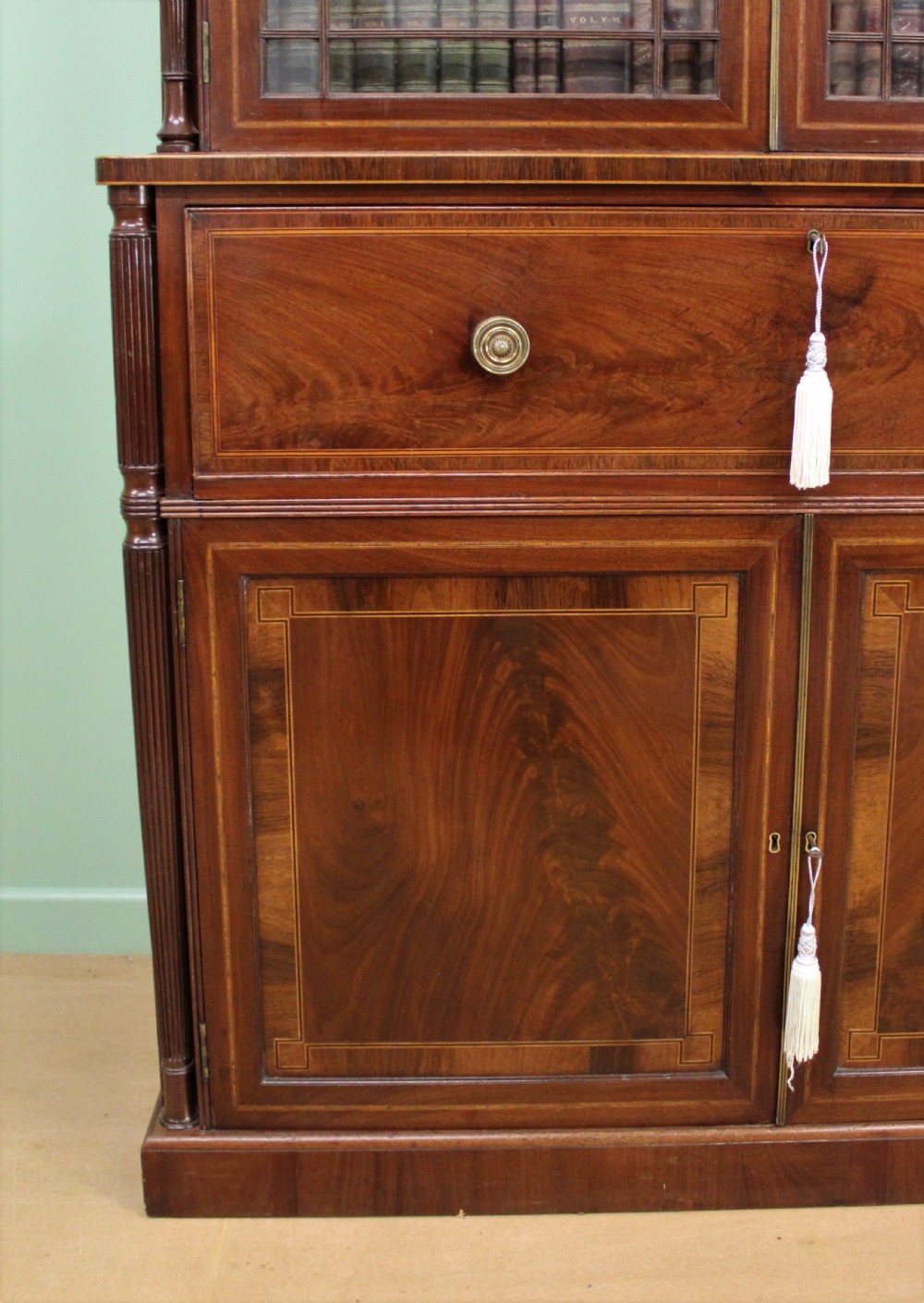 George IV Inlaid Mahogany Secretaire Bookcase View XIV