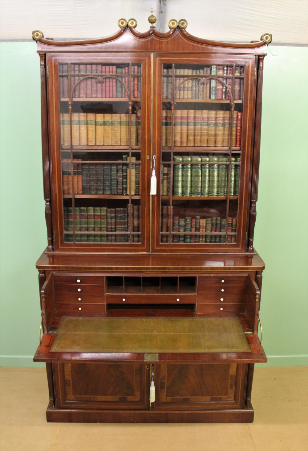 George IV Inlaid Mahogany Secretaire Bookcase View XV