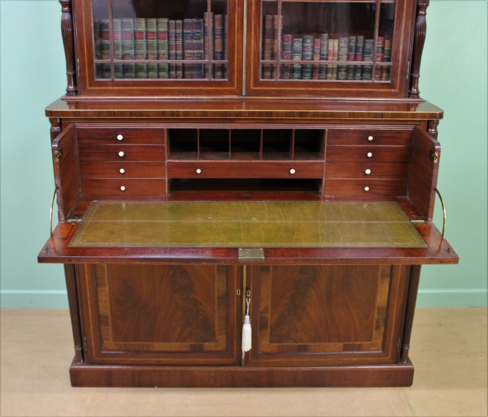 George IV Inlaid Mahogany Secretaire Bookcase View XVI