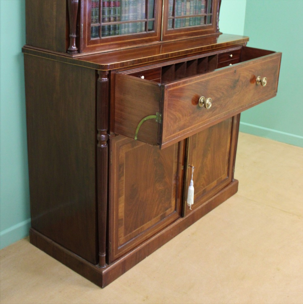 George IV Inlaid Mahogany Secretaire Bookcase View XVIII