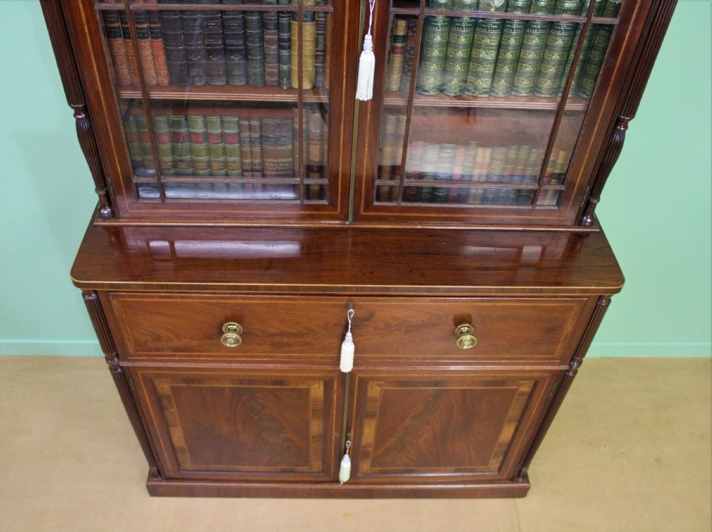 George IV Inlaid Mahogany Secretaire Bookcase View XXI