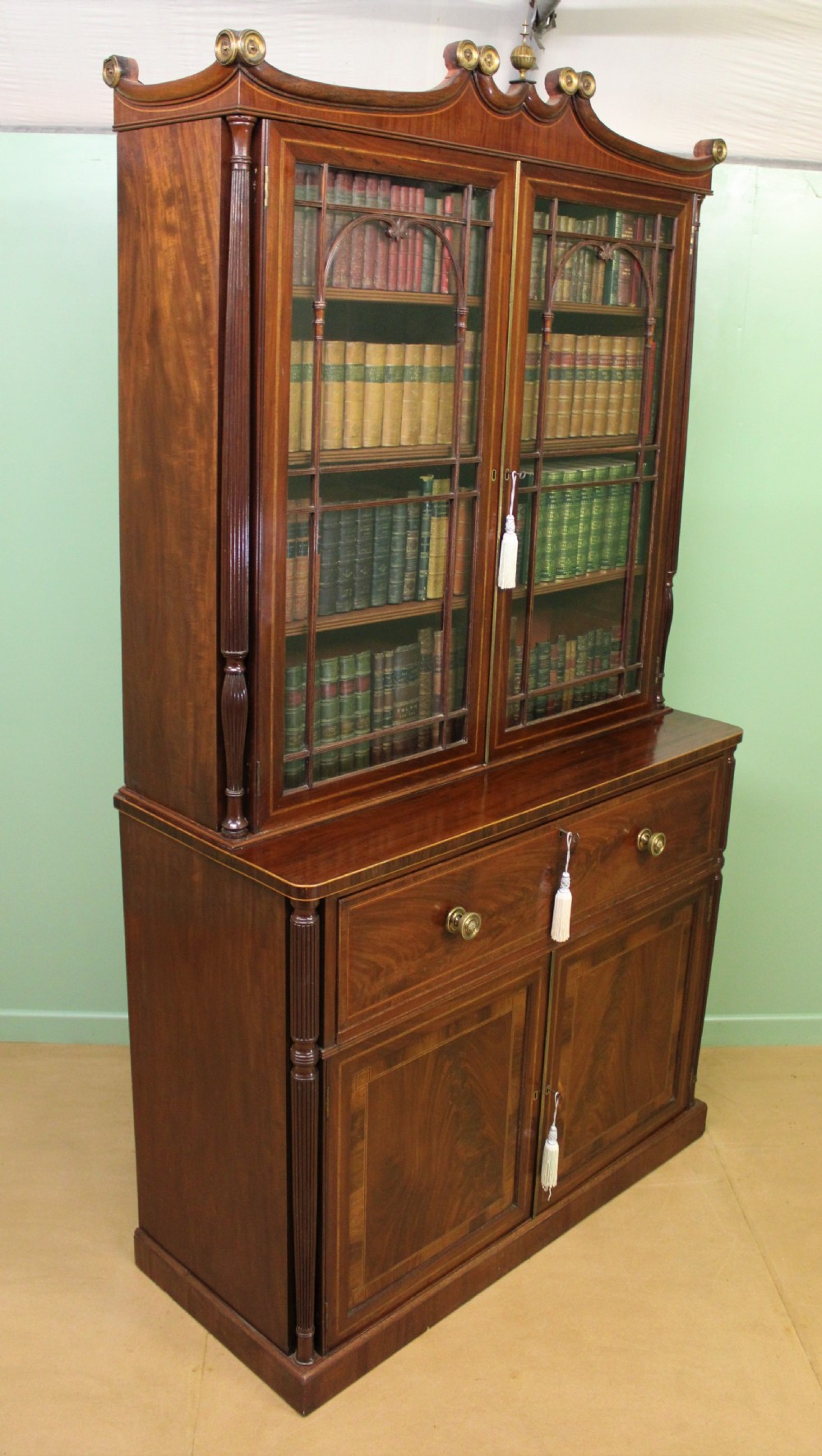 George IV Inlaid Mahogany Secretaire Bookcase View XXIII