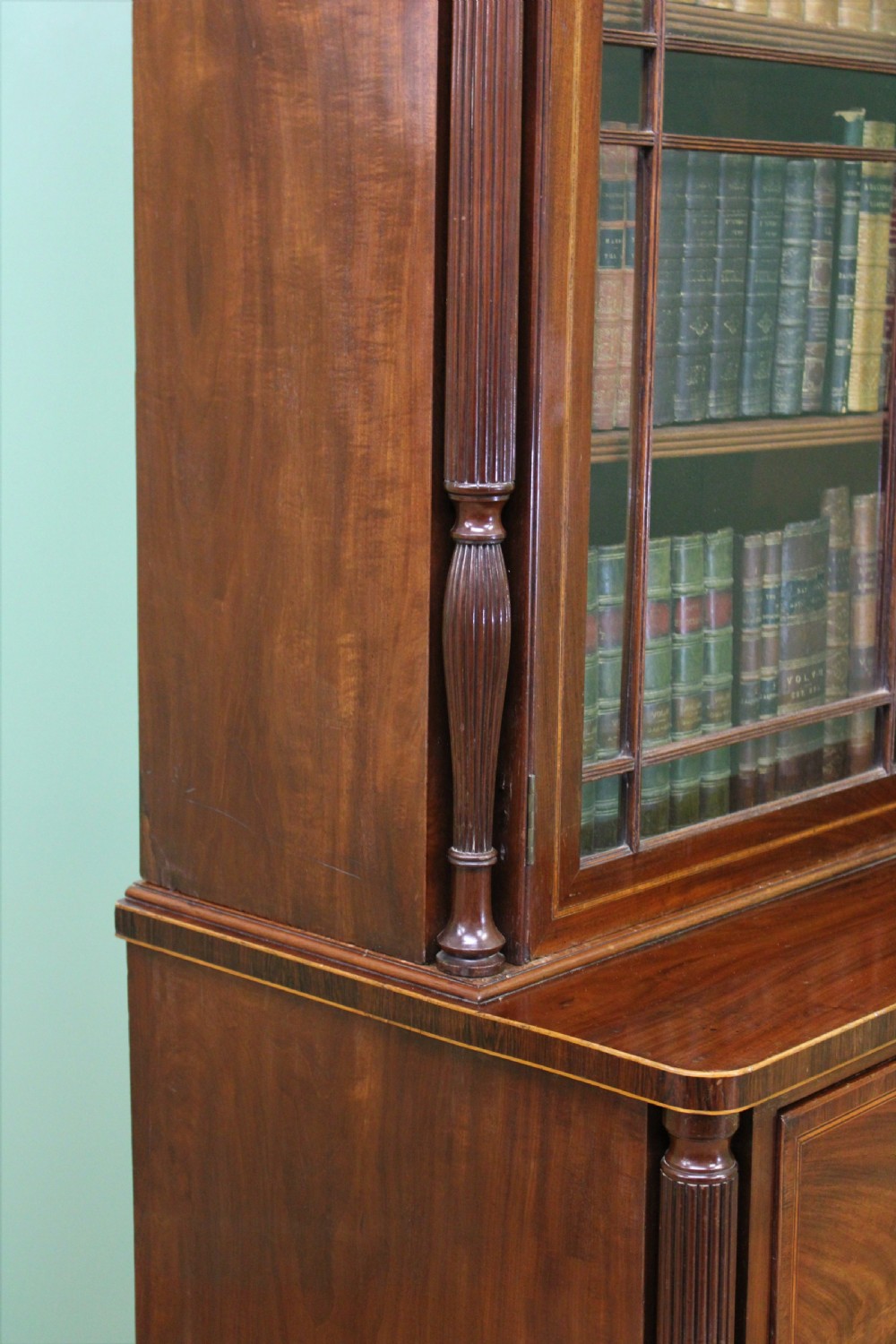 George IV Inlaid Mahogany Secretaire Bookcase View XXIV