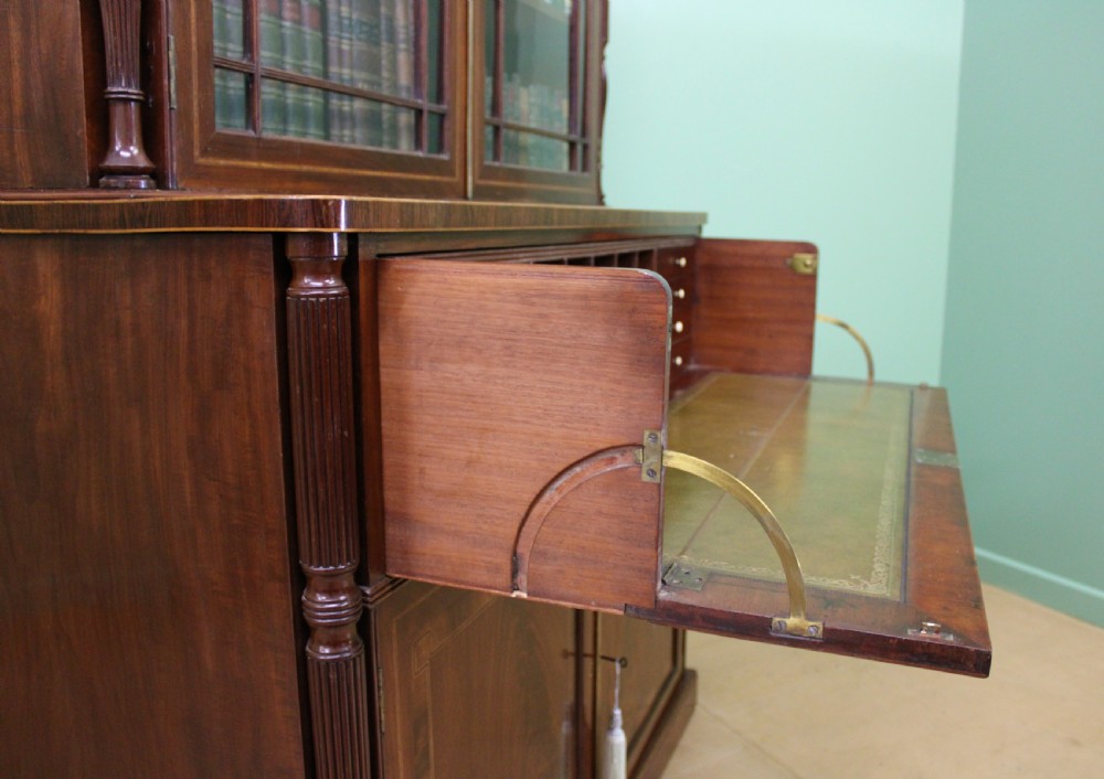 George IV Inlaid Mahogany Secretaire Bookcase View XXV