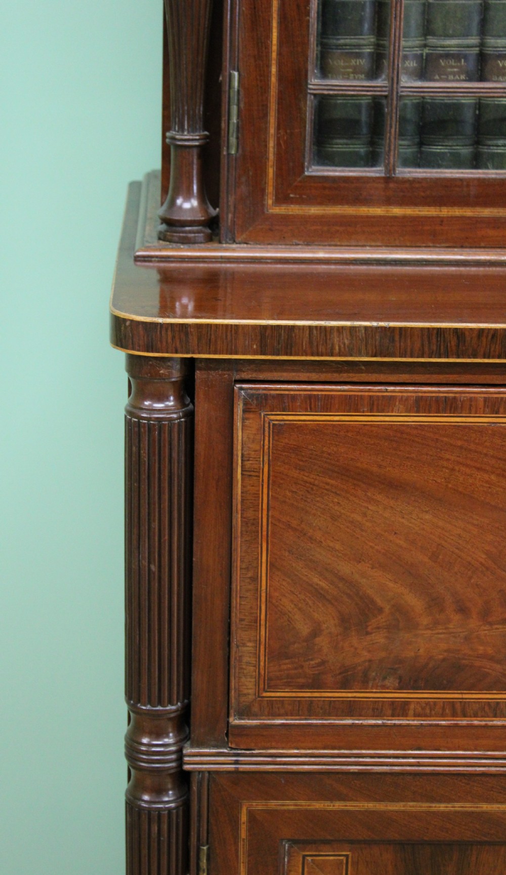 George IV Inlaid Mahogany Secretaire Bookcase View XXVI