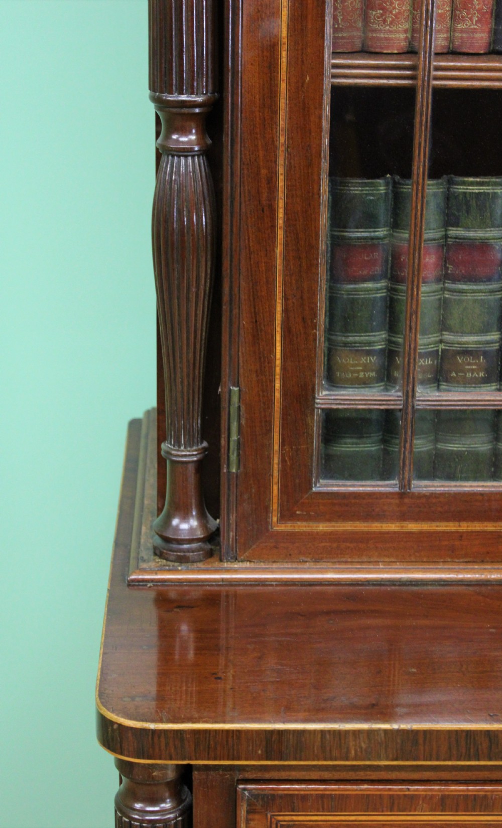 George IV Inlaid Mahogany Secretaire Bookcase View XXVII