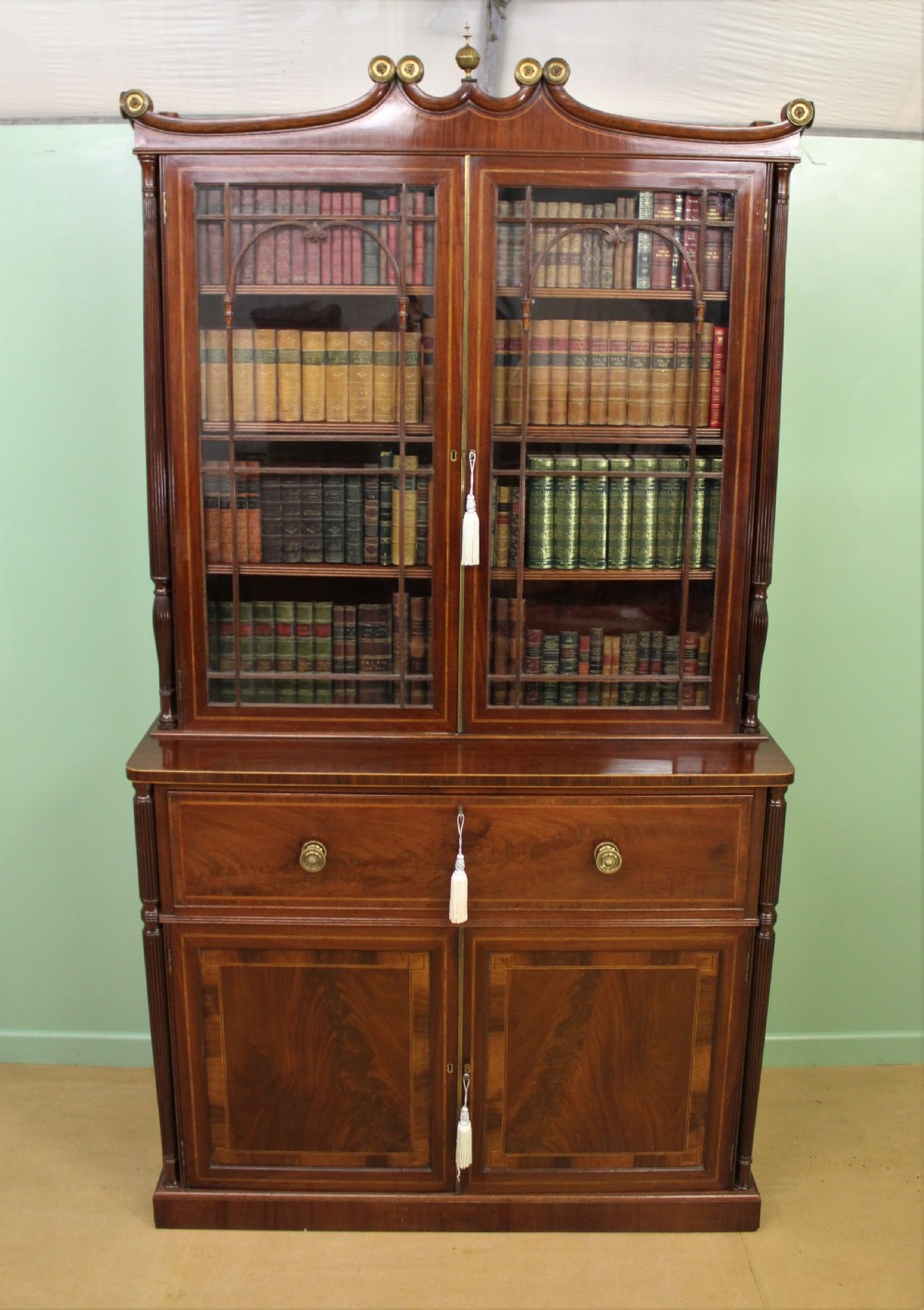 George IV Inlaid Mahogany Secretaire Bookcase View XXVIII
